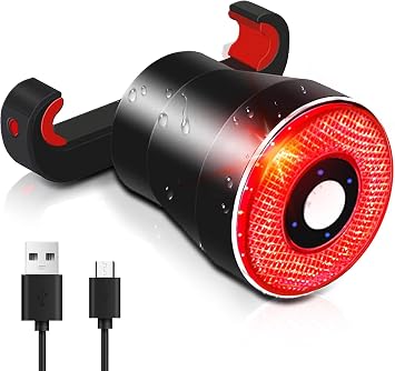 smart Bike Tail Light USB Rechargeable Bicycle Turn Signals with Remote Control Rear Bike Light Waterproof Safety Warning Back Lights Bike Alarm for Night Riding Mountain Brake Set