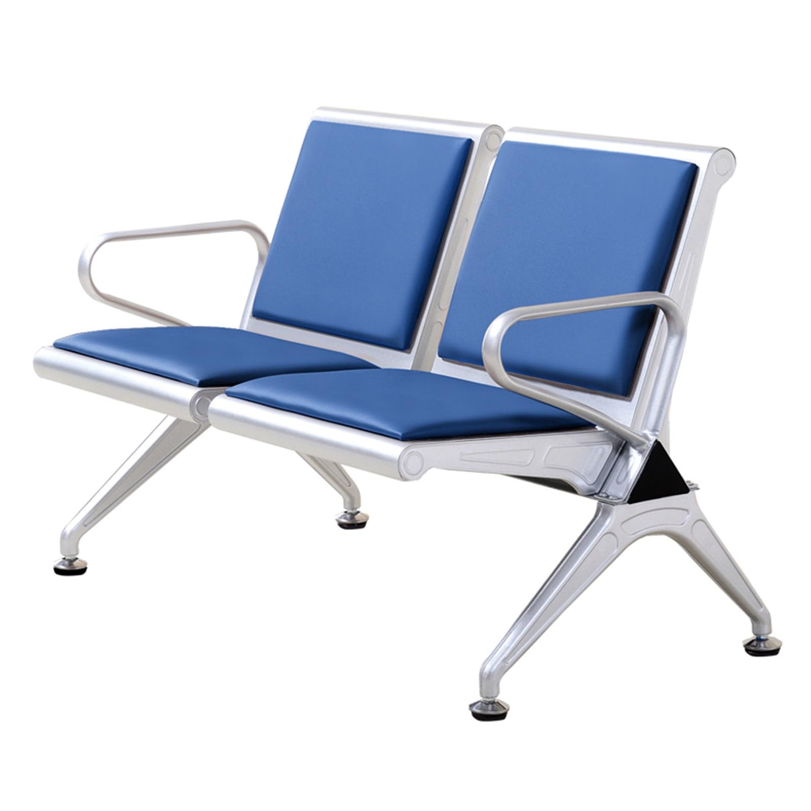 SaryEdge Blue 2-Seater PU Armrest Chair - Durable & Stylish Seating for Banks, Airports & Halls - Comfortable Reception Furniture for High-Traffic Are,