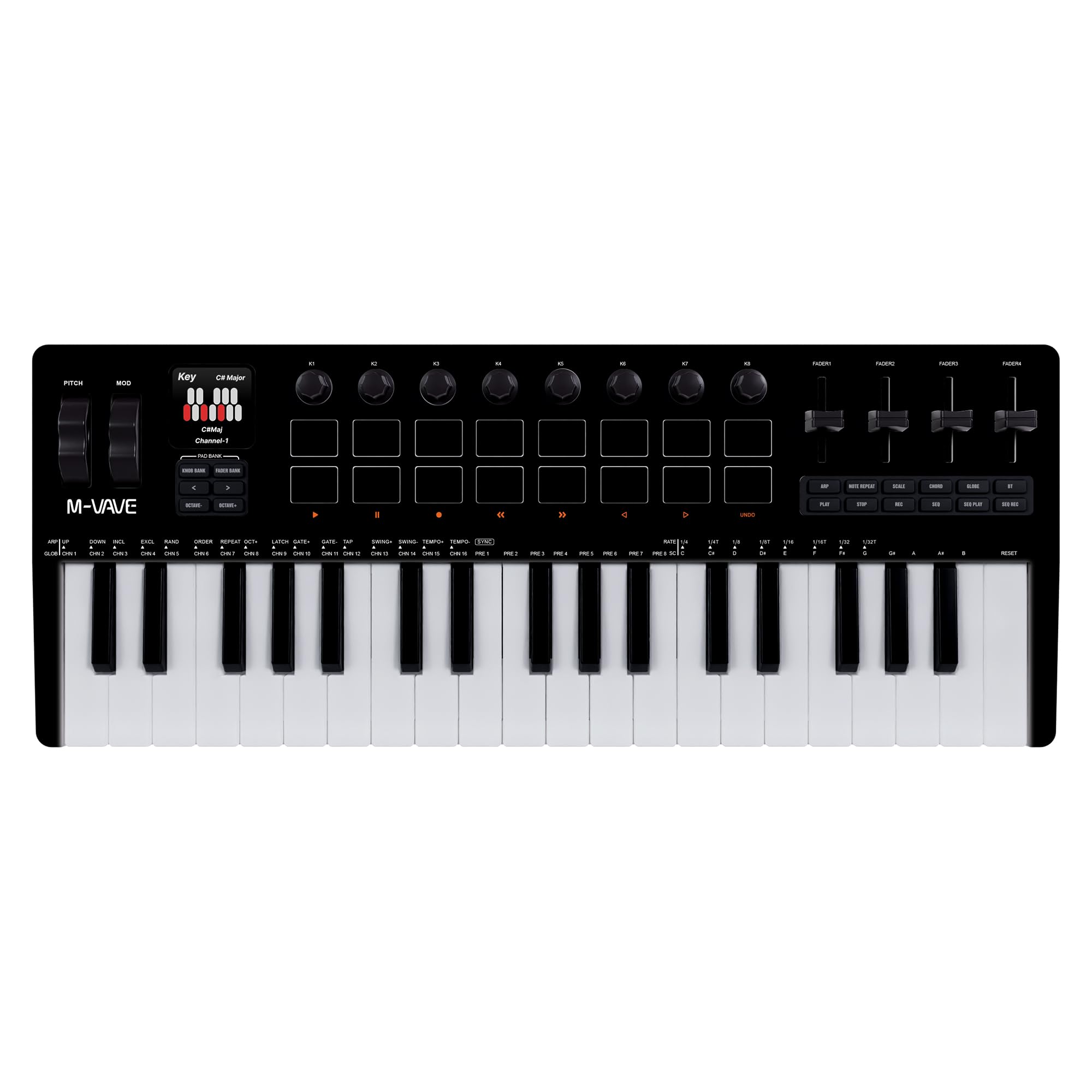 Amazon.com: M VAVE 37 Key MIDI Keyboard with 16 Backlit Drum Pad
