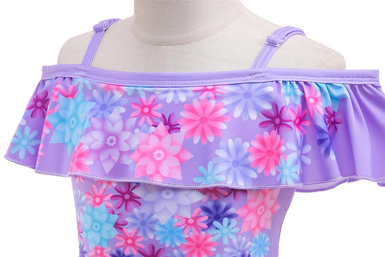 Lito Angels Tankini Fille 2 pièces avec Jupette, 2-6 Ans | Haut à volants, Bretelles réglables, Jupette avec short intégré, Nœud à la taille, Motif floral