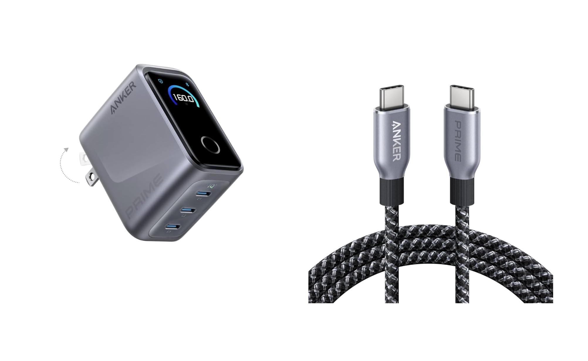 Amazon.com: Anker Prime 160W 3 埠小巧氮化鎵充電器座和Prime USB C