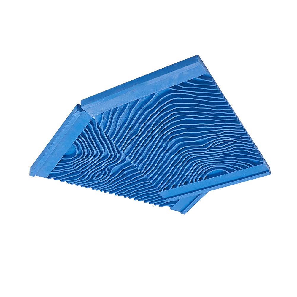 Auniwaig MS12 Herramienta de pintura de grano de madera, herramienta de grano, pintura de arte de goma de grano de madera impresión de pintura de pared decoración DIY herramienta azul 2 piezas