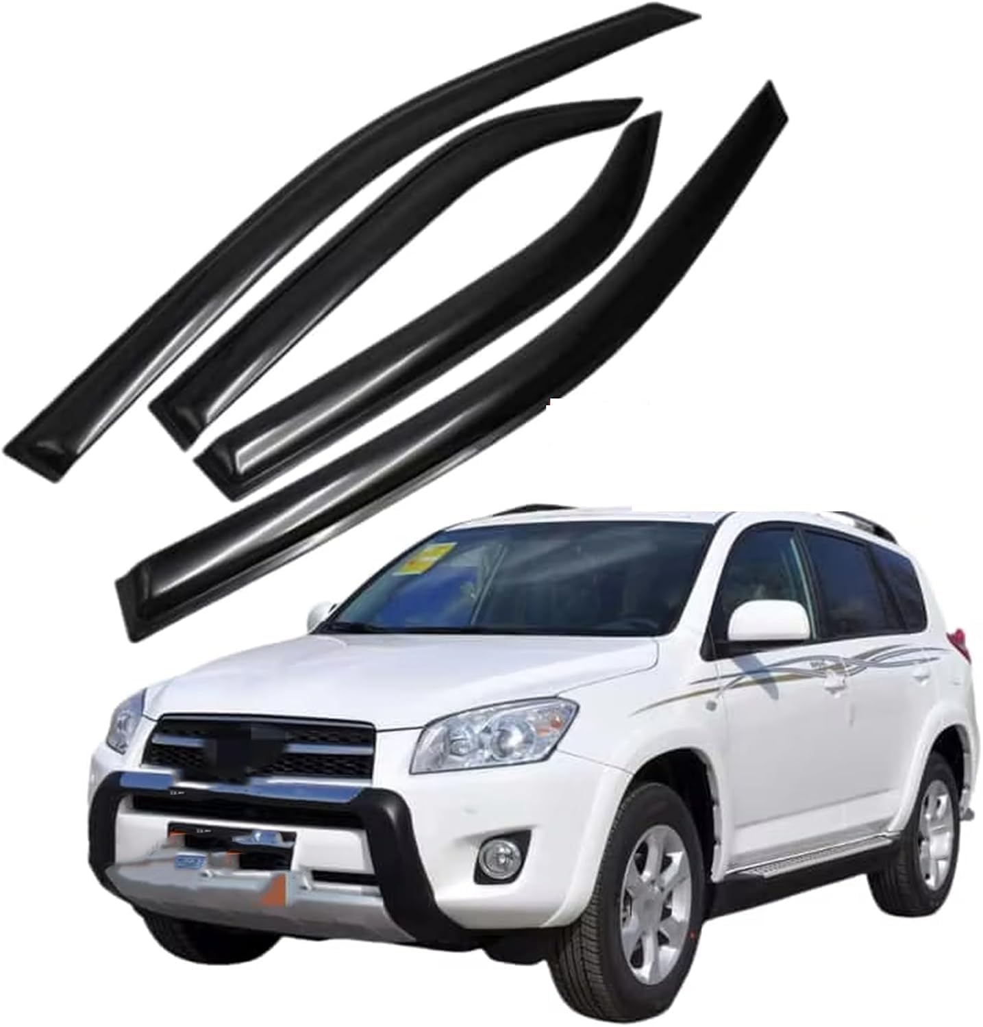 Acwyahso Normal Rain Guards Wind Deflectors For Toyota Rav4 2009 2010 2011 2012 2013, 4Pcs Vent Visors, Allows Fresh Air & Keeps Rain Out, No-Drill Install