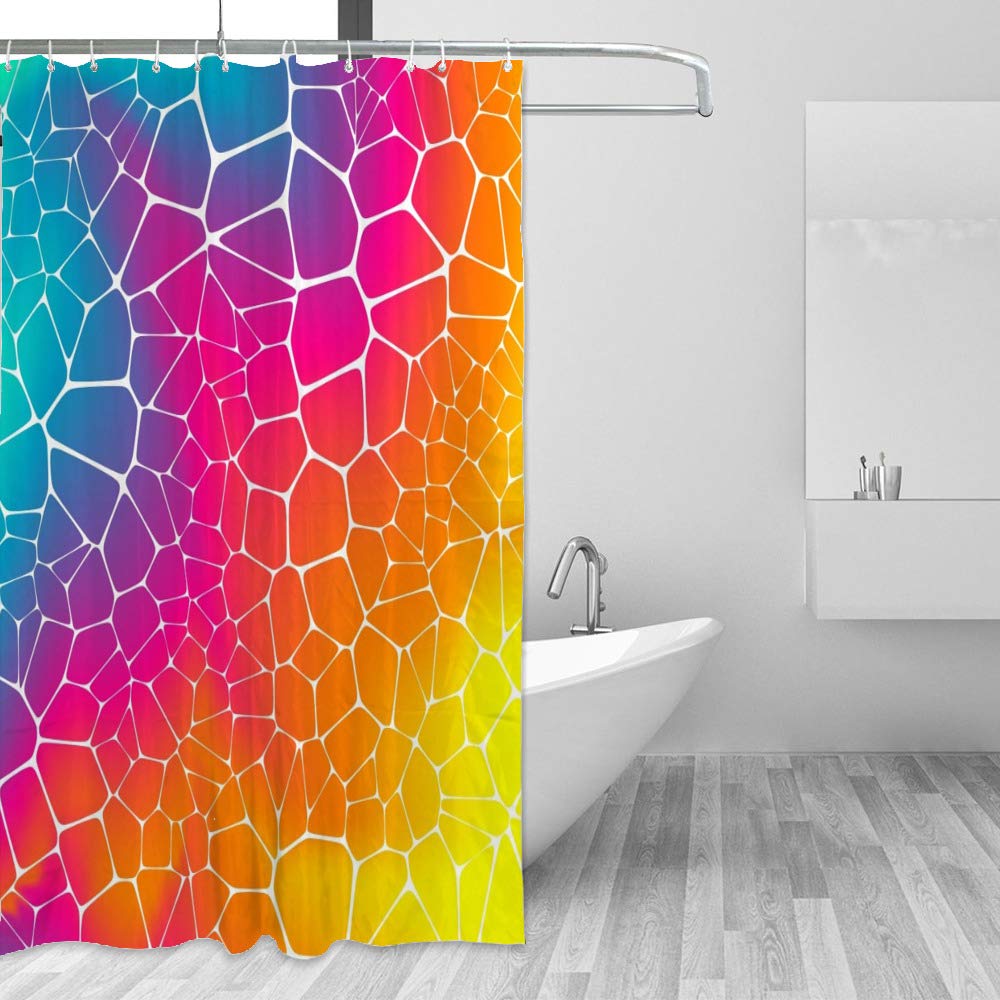 Rideau de douche imperméable en polyester multicolore 168x183 cm