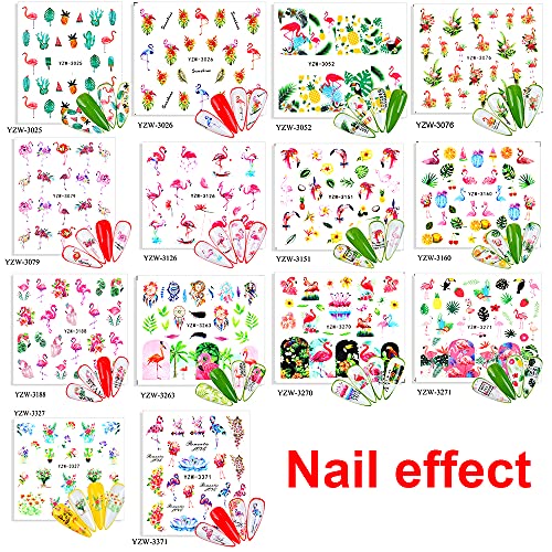 21 Sheets Summer Flamingo Nail Art Stickers Decals Decoration Supplies Water Transfer Flamingo Leaves Nail Stickers Designs For Women Girls Manicure Diy Tip Nail Art Decorations Accessions #TOP4