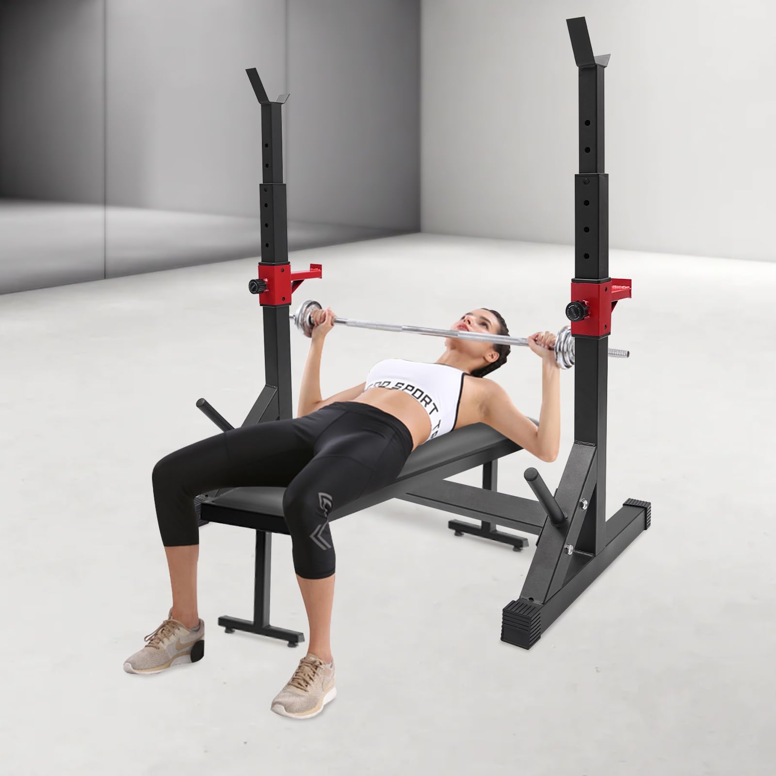 Supporto regolabile per squat, supporto per bilancieri, multifunzione, per sollevamento pesi, squat rack, capacità di carico 249,5 kg, per panca, spingere le spalle e spingere