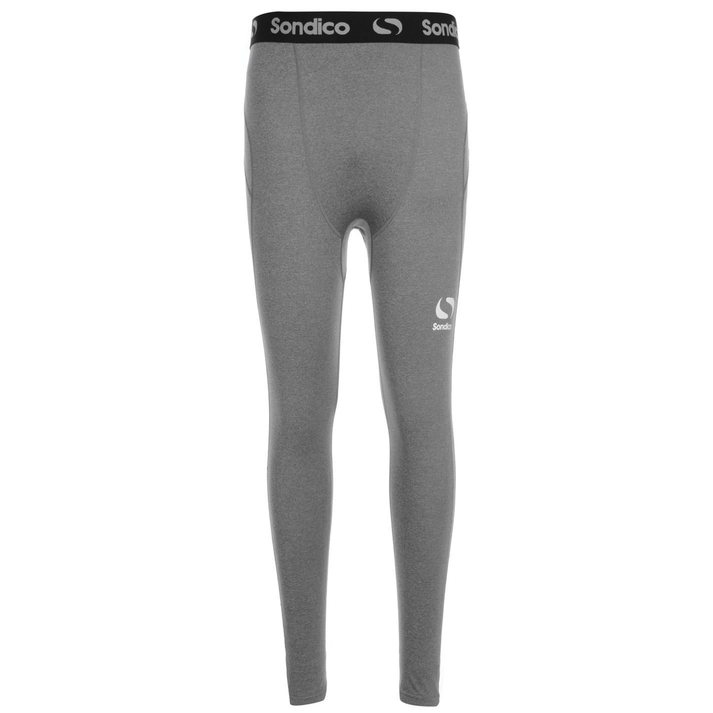 Sondico Kids Core Tights Junior Compression Fit Exercise Sport Baselayer Bottoms Grey Marl 13 Yrs