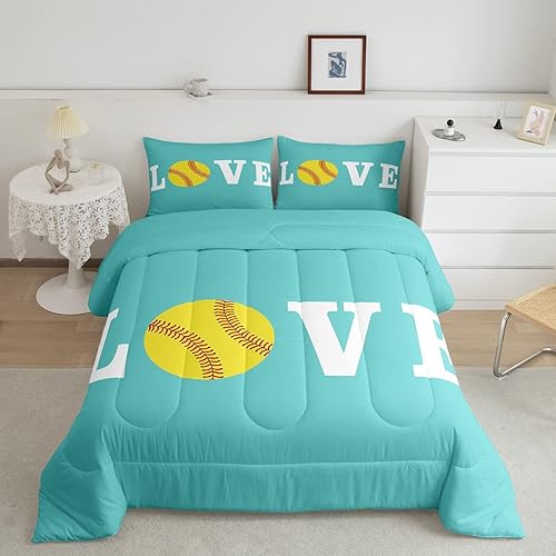 Miniatura 9 de Feelyou Juego de edredón de fútbol con balón de fútbol, juego de ropa de cama deportiva para niños, niñas, mujeres y hombres, juego de edredón rojo