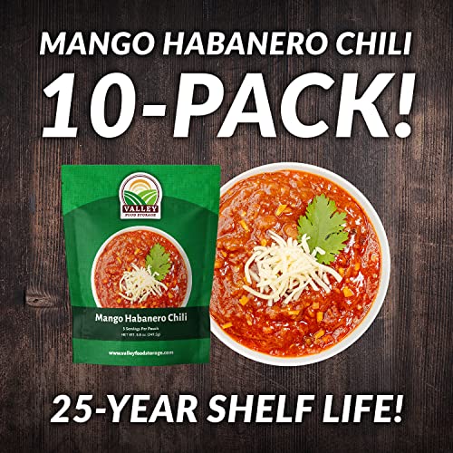 Image of Valley Food Storage Mango Habanero Chili | 10-Bag Bucket, 50 Servings | Premium Emergency Food Supply, 25 Year Shelf Life | Survival Meal Kits, Prepper Food & Off-Grid Living Supplies, Packaged in USA