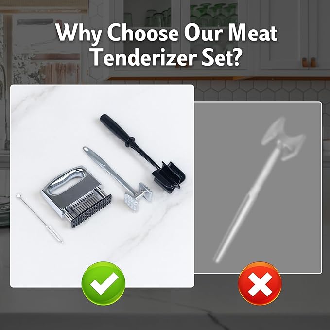 Ablandador de Carne 4 Piezas - Martillo y Agujas de Acero Inoxidable miniatura 7