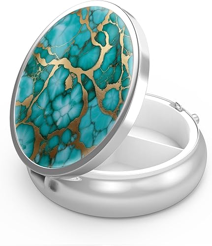 Miniatura 7 de Pastillero de 3 compartimentos para medicina, pastillero portátil para bolsillo o bolso, pastillero decorativo de metal, organizador de vitaminas