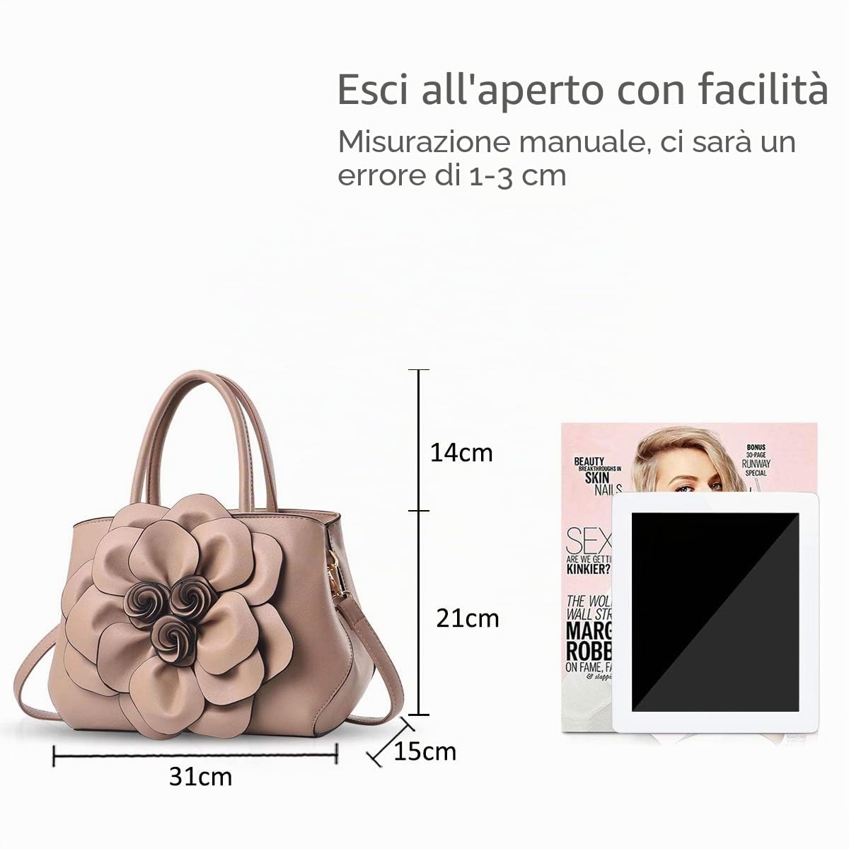 NICOLE & DORIS Borsa donna alla moda a fiori Borsa a mano Borsa a tracolla elegante borsa messenger Borse Tote in PU Pelle
