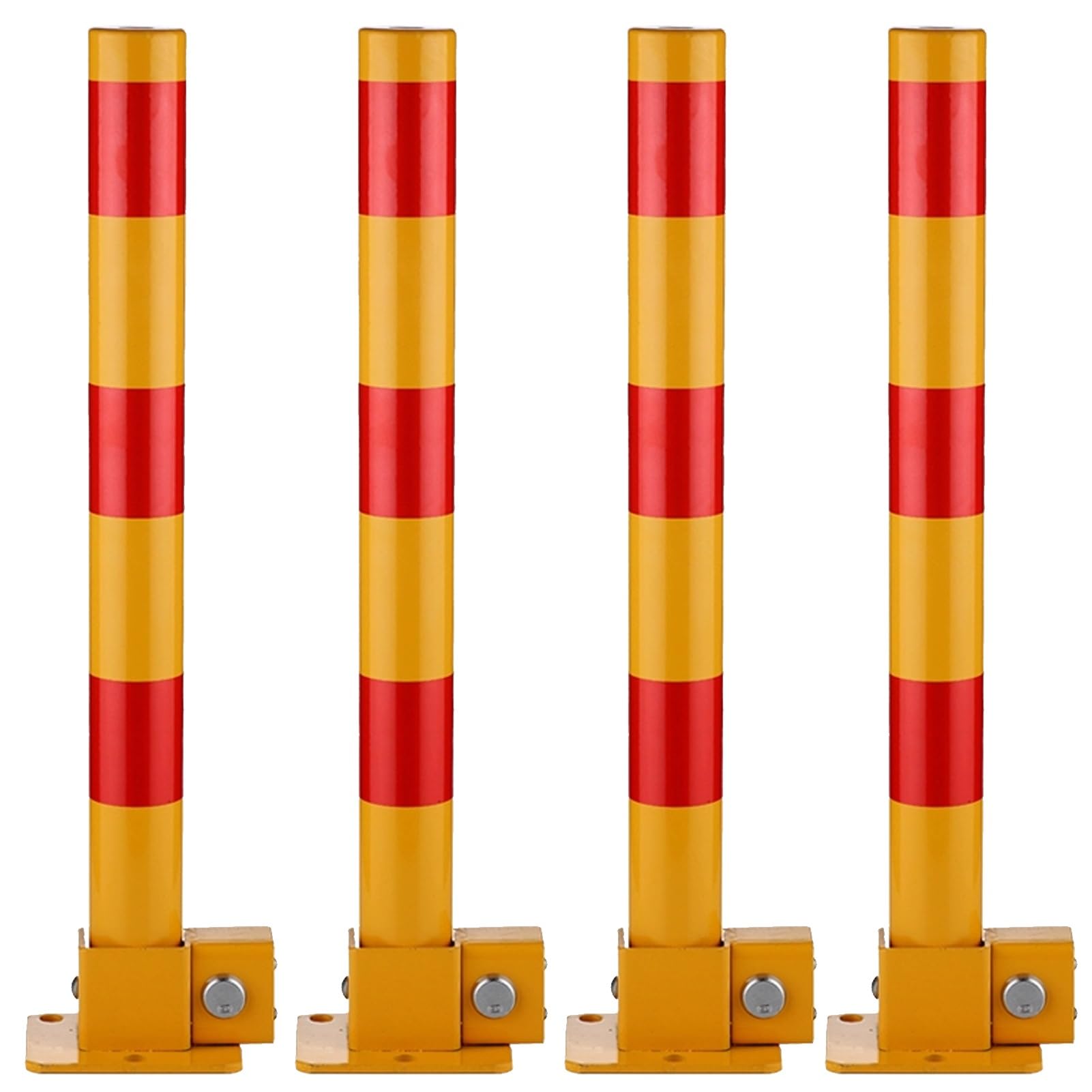 HCZKIUJY Heavy-Duty Steel Safety Bollard for Secure Traffic Delineation in Sensitive Areas (Red 4PCS)