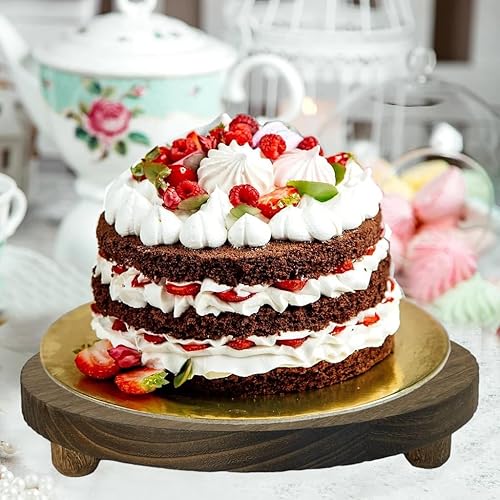 Miniatura 6 de Juego de 4 soportes de madera para plantas, mini taburete para plantas de 10, 8, 6, 4 pulgadas, elevadores de exhibición de madera redondos,