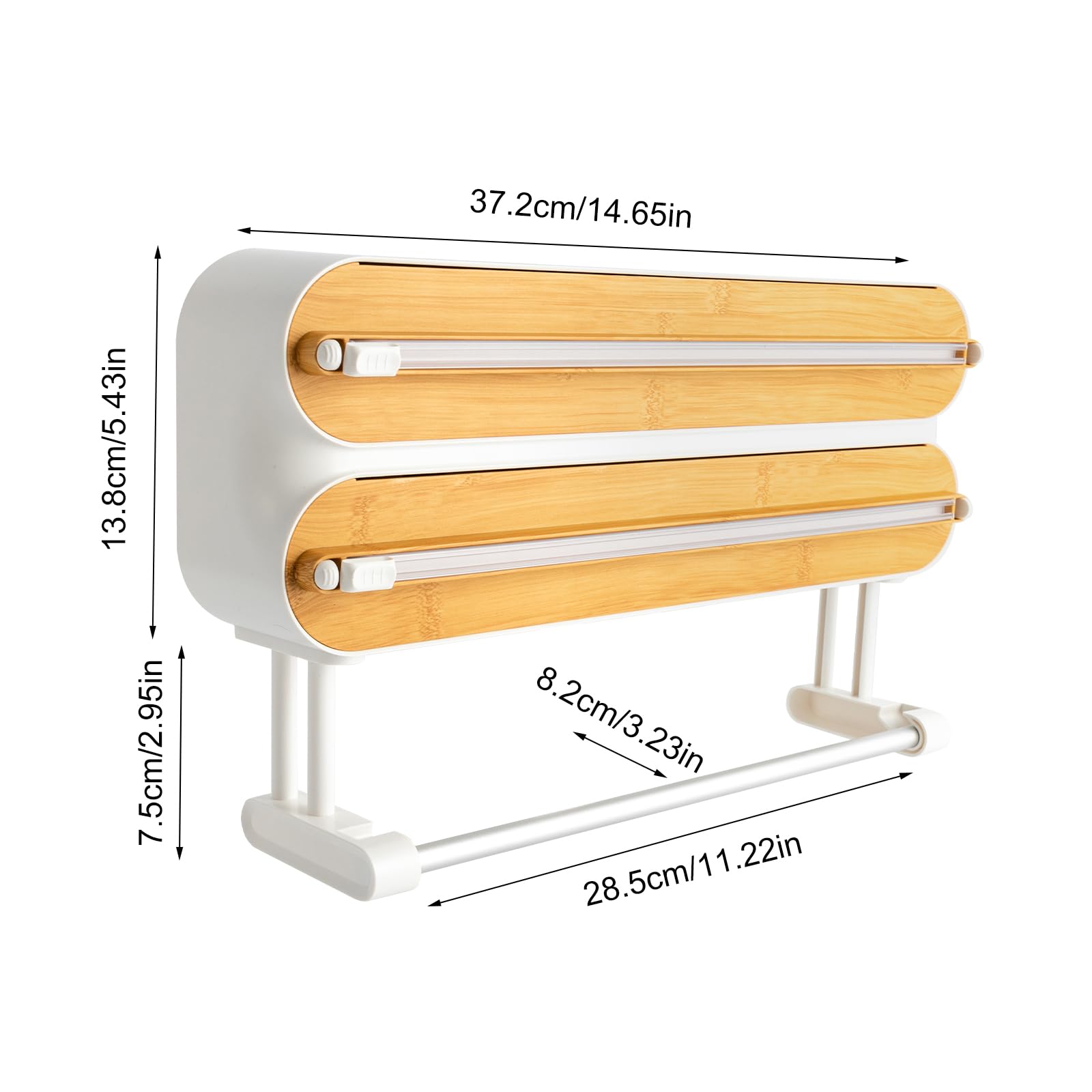 Dispenser 3 in 1 per cucina, frigorifero | Porta rotolo di carta da cucina, porta rotolo di carta da cucina, portarotolo da parete in alluminio