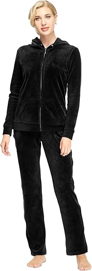 Dolcevida Womens Velour Sweatsuits Sets 2 Piece Tracksuits Outfits Full Zip Hoodie and Sweatpant Set Velvet Jogging Suit