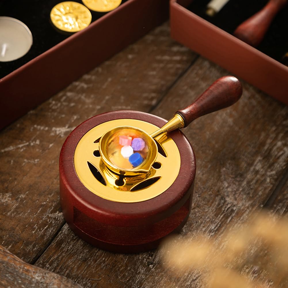 Cire à Cacheter Chauffante Kit Chauffe Cachet à Cire 2 Pièces - Réchauffeur Et Cuillère à Fondre - Pour Sceaux De Cire Sur Enveloppes Sceau Cire