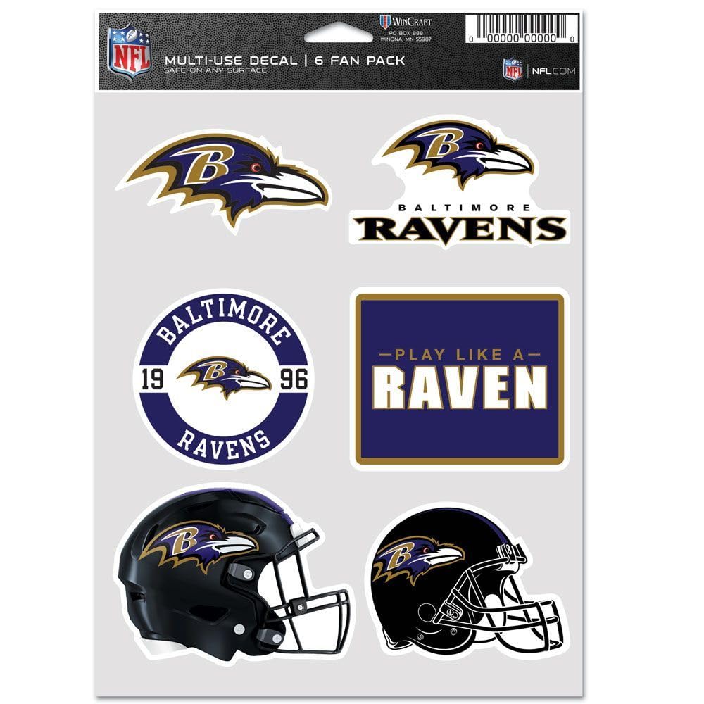 NFL Sticker Multi-Use Set of 6 19 x 14 cm Baltimore