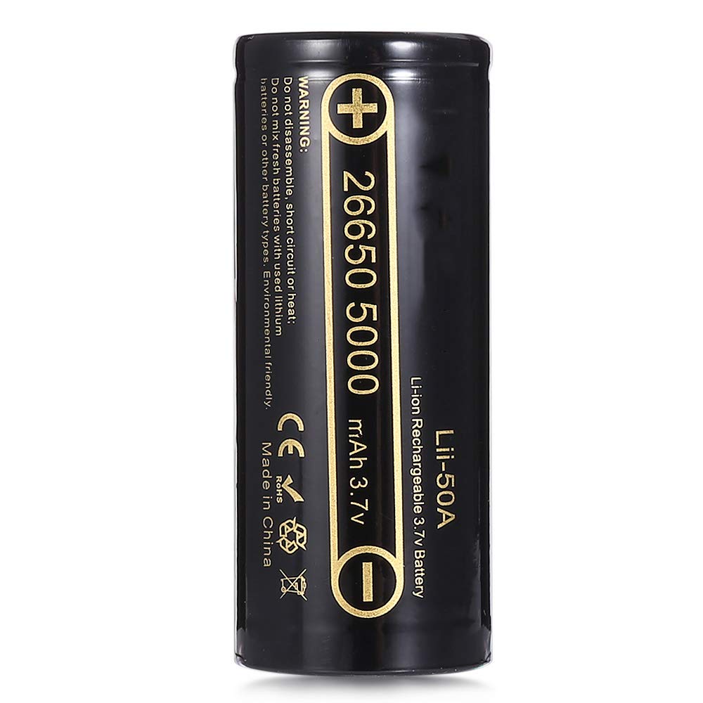 50A Batteria 5000Mah 3.7V Batterie Ricaricabili per La Torcia Elettrica,6pcs