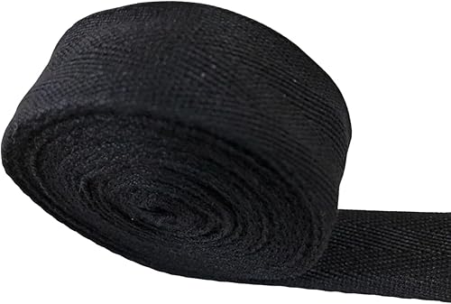 Correa de cinta de algodón de 5 yardas, cinta de sarga de espiga para coser, tela de sarga para manualidades, suministros de costura (negro, 1