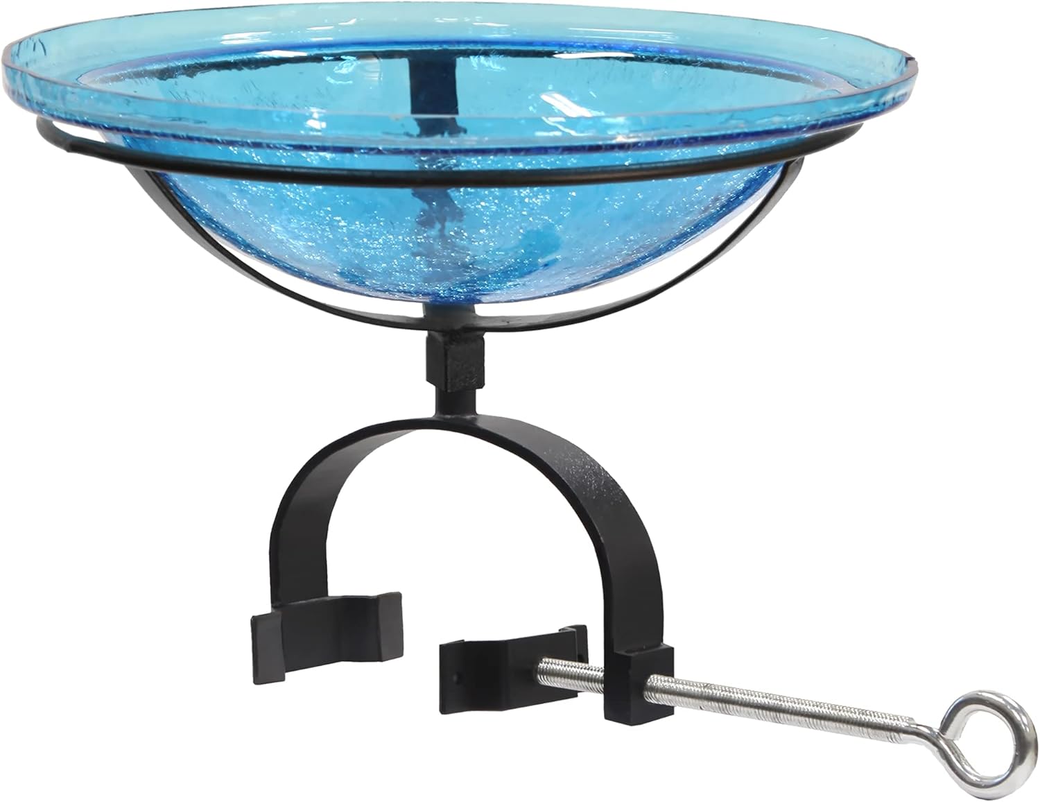Achla Designs 201-1023 12" Teal Crackle Glass Rail Bracket Birdbath