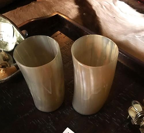 Miniatura 4 de Tazas de cuerno de búfalo de 6 pulgadas (11.8-15.2 fl oz), tazas de cuerno vikingo para hombres y mujeres, tazas de cuerno real hechas a mano, vasos