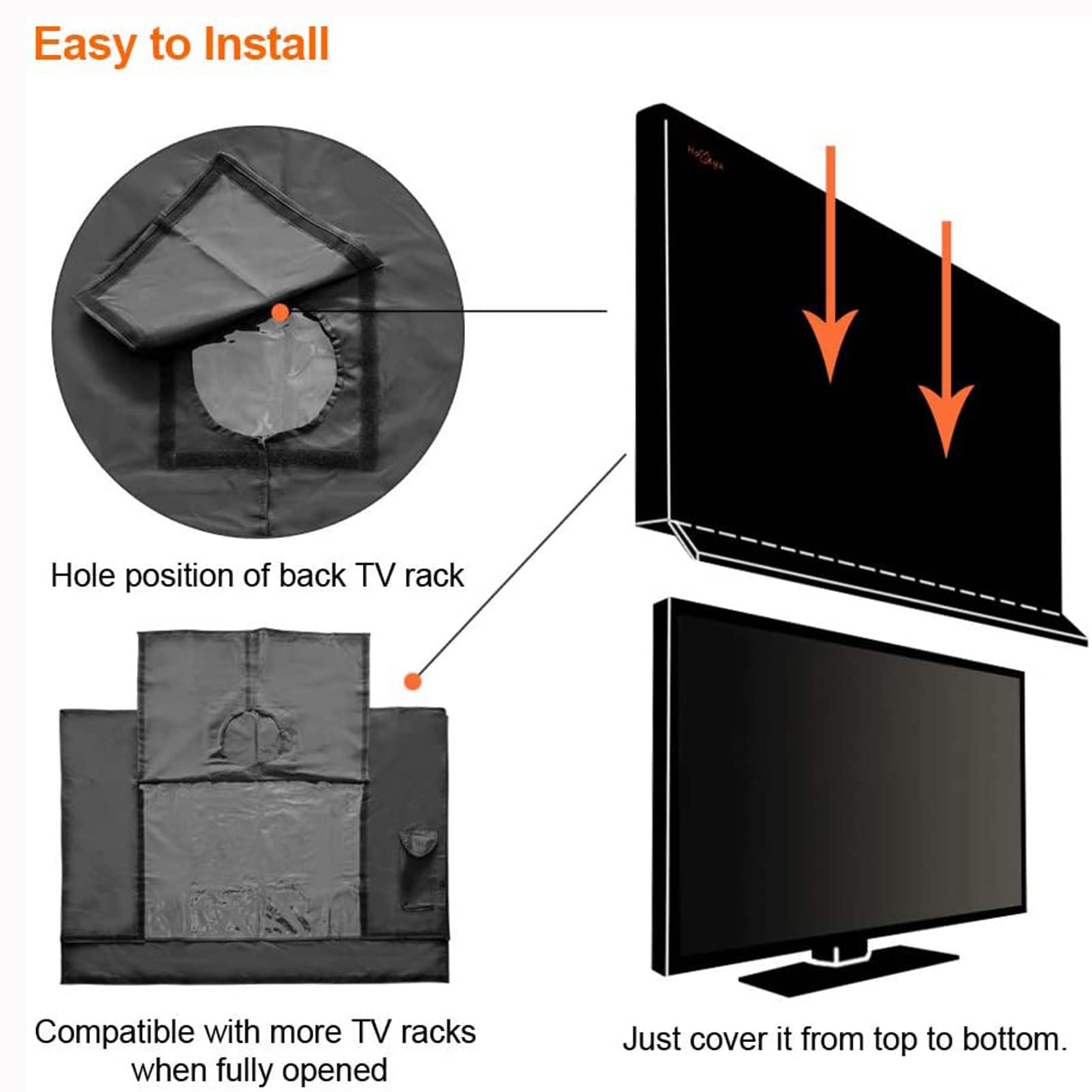 Copertura Esterna della TV con Parte Anteriore Trasparente, Protezione Universale Impermeabile della Copertura della Televisione per i televisori al Plasma del LED LCD,Nero,22 to 24 inch