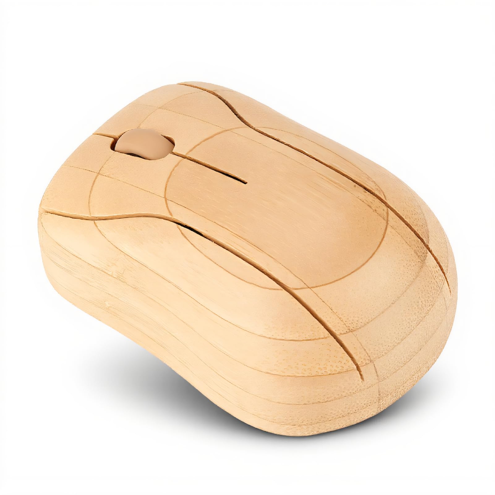 ASHATA Ratón Óptico Inalámbrico de Bambú para PC Portátil, Ratón Inalámbrico de Madera, Raton Ordenador Juegos de Bambú, Raton Ergonomico, Raton Wireless