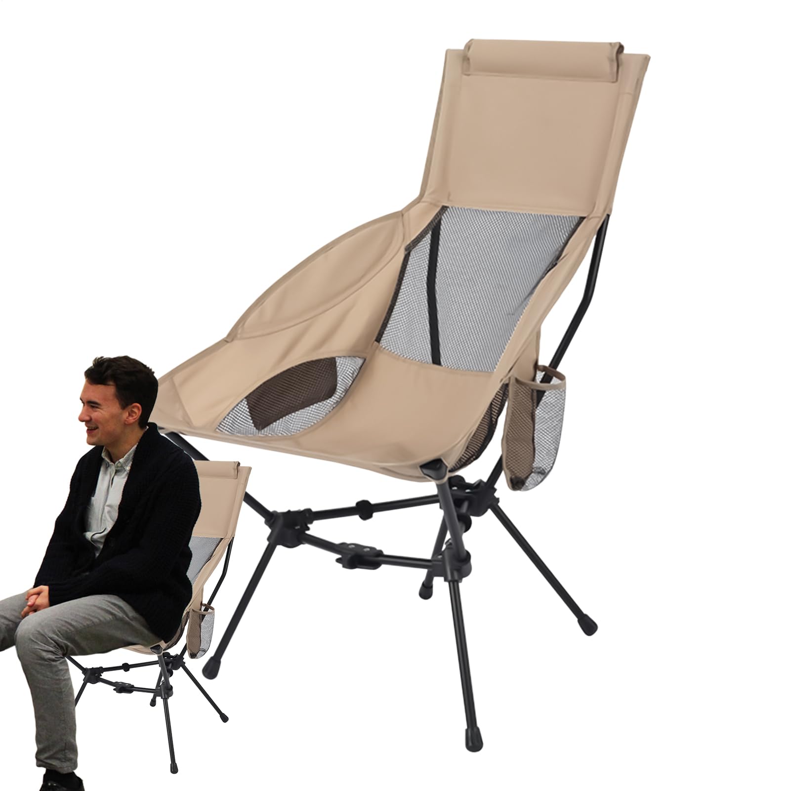 Sedia Da Campeggio Sedia Da Campeggio Ultra Leggera | Seggiolino Compatto Pieghevole Con Supporto Per La Testa Ideale Per Trekking Spiaggia Viaggi Picnic Pesca