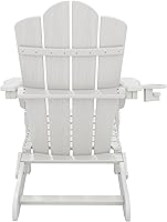Vista 4 de KINGYES Silla Adirondack Plegable, Sillas de Patio HDPE para Todo Clima con Portavasos, Sillas con Textura de Madera para Fogata para Piscina, Patio