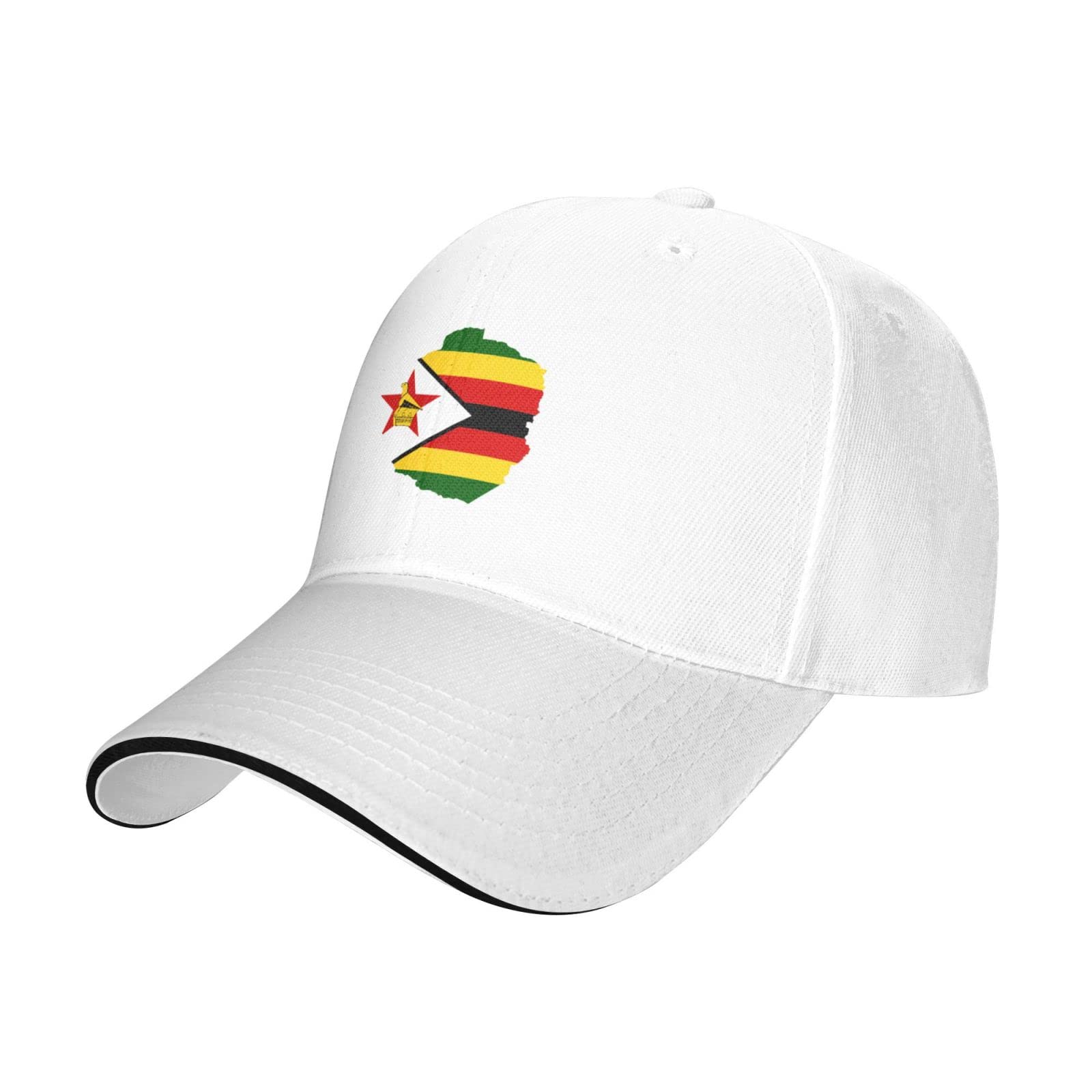 Loujin Unisex White Adjustable Zimbabwe Terrain Map Baseball Cap For Men Women Casual Peaked Cap Comfortable Breathable Sports Cap