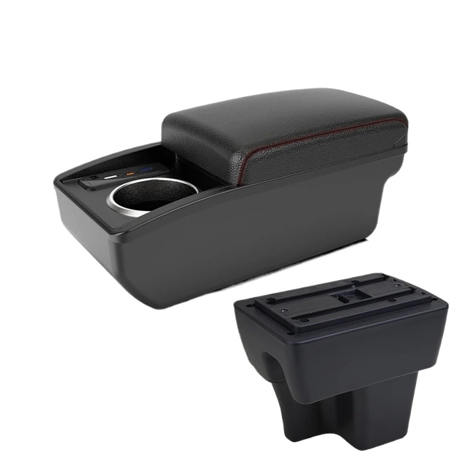 Ggwqoops Car Armrests For Proton For Wira Armrest Box Car Interior Modification Center Console Double-layer Storage Accessories Armrest Box(B1 Red line 6 usb)