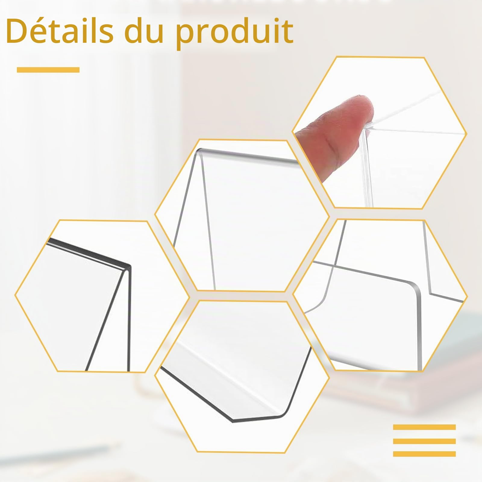 8 Pièces Supports de livres Acrylique transparent, 7,5 x 10,5 cm Supports de serre-livres en plastique, Supports de Marchandises pour Afficher des Photos, des livres, des cahiers.