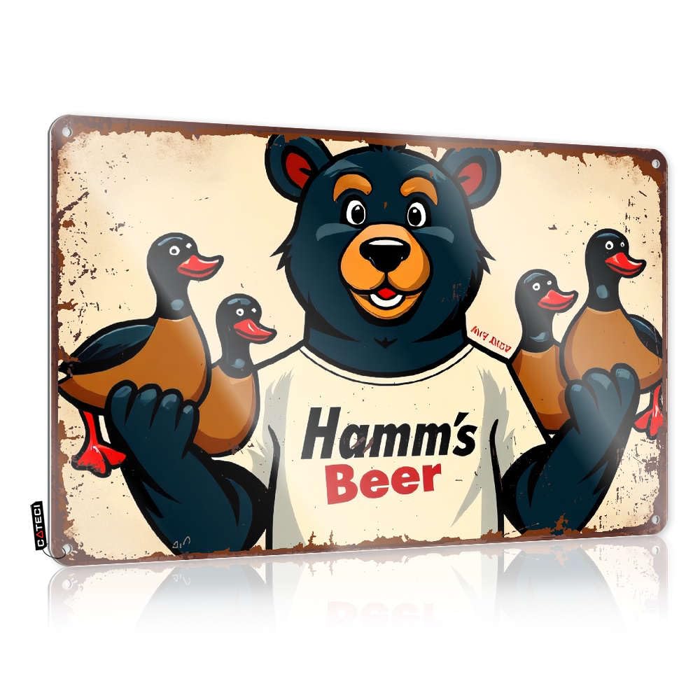 Fzfn Colour Hamm's Beer - The Bear With Ducks Plaque Stitch | Sarcastic Sweet Decorative Wall Art(30X40cm)