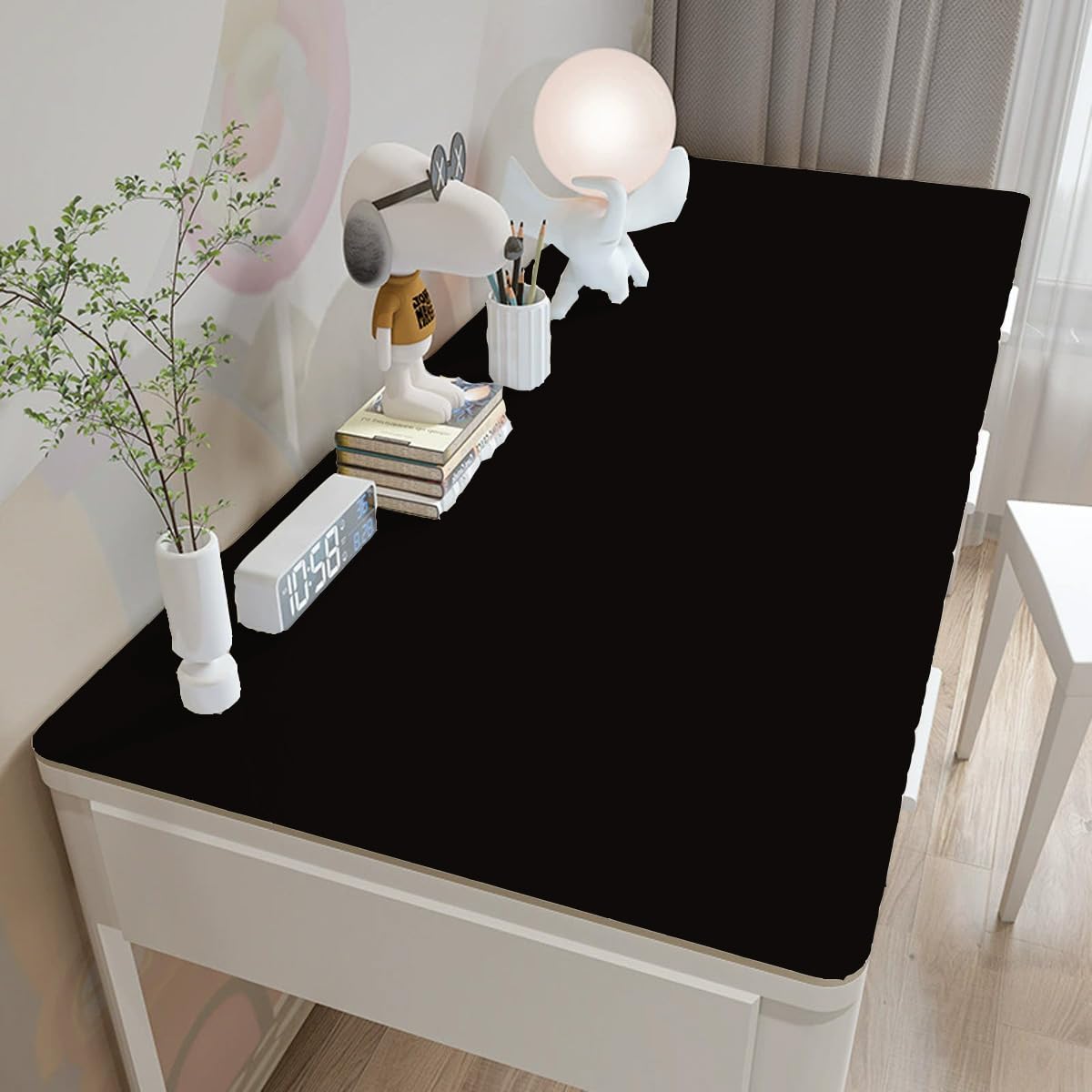 Non-Slip Desk Pad, Waterproof PU Leather Desk Blotter, Easy Clean Large Table Protector, Laptop Desk Study Writing Mat for Office Work Home (Black,80x60cm)