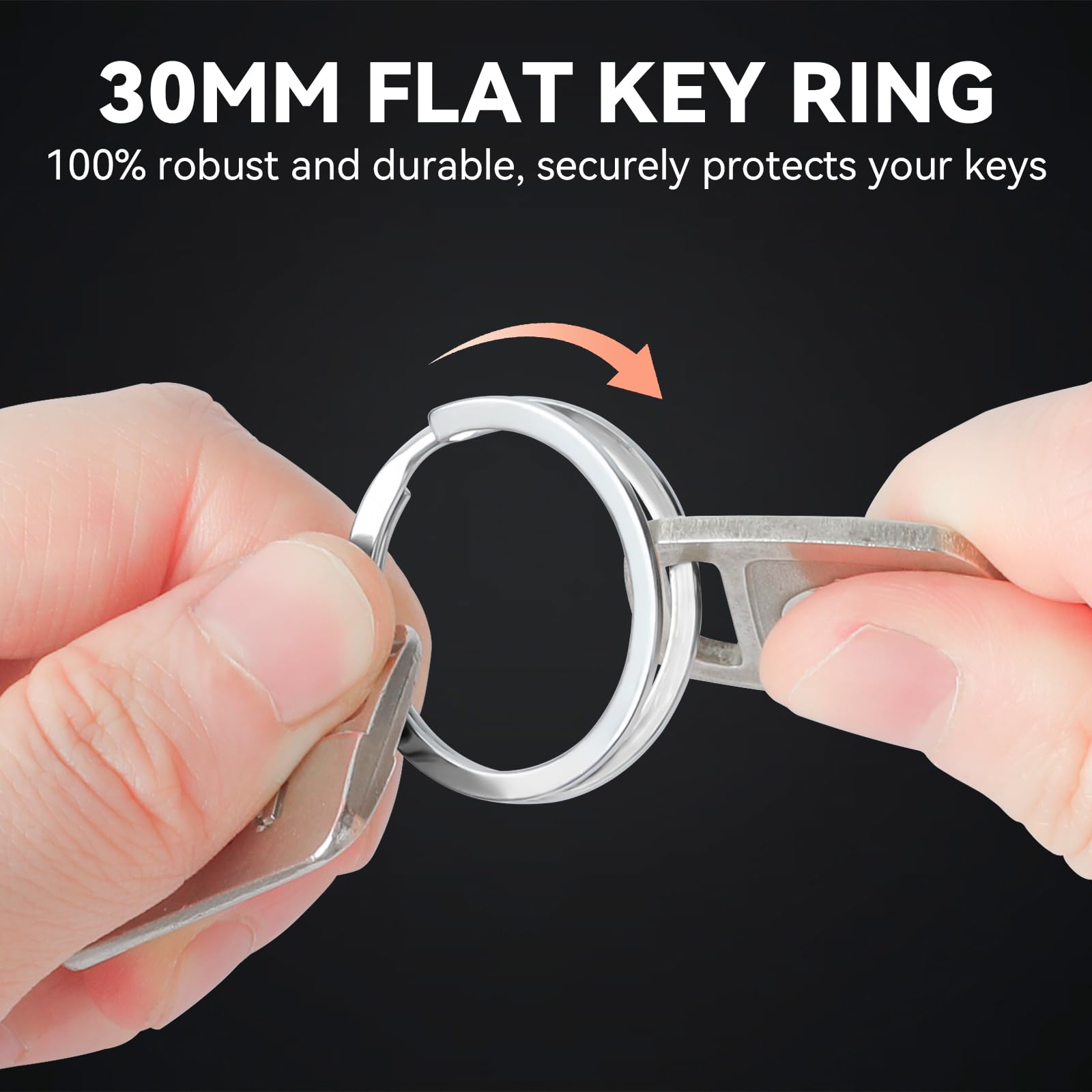 Gimars Sleutelringen van roestvrij staal, ronde platte sleutelhangers, ringen, splitring voor auto, huis, sleutels accessoires