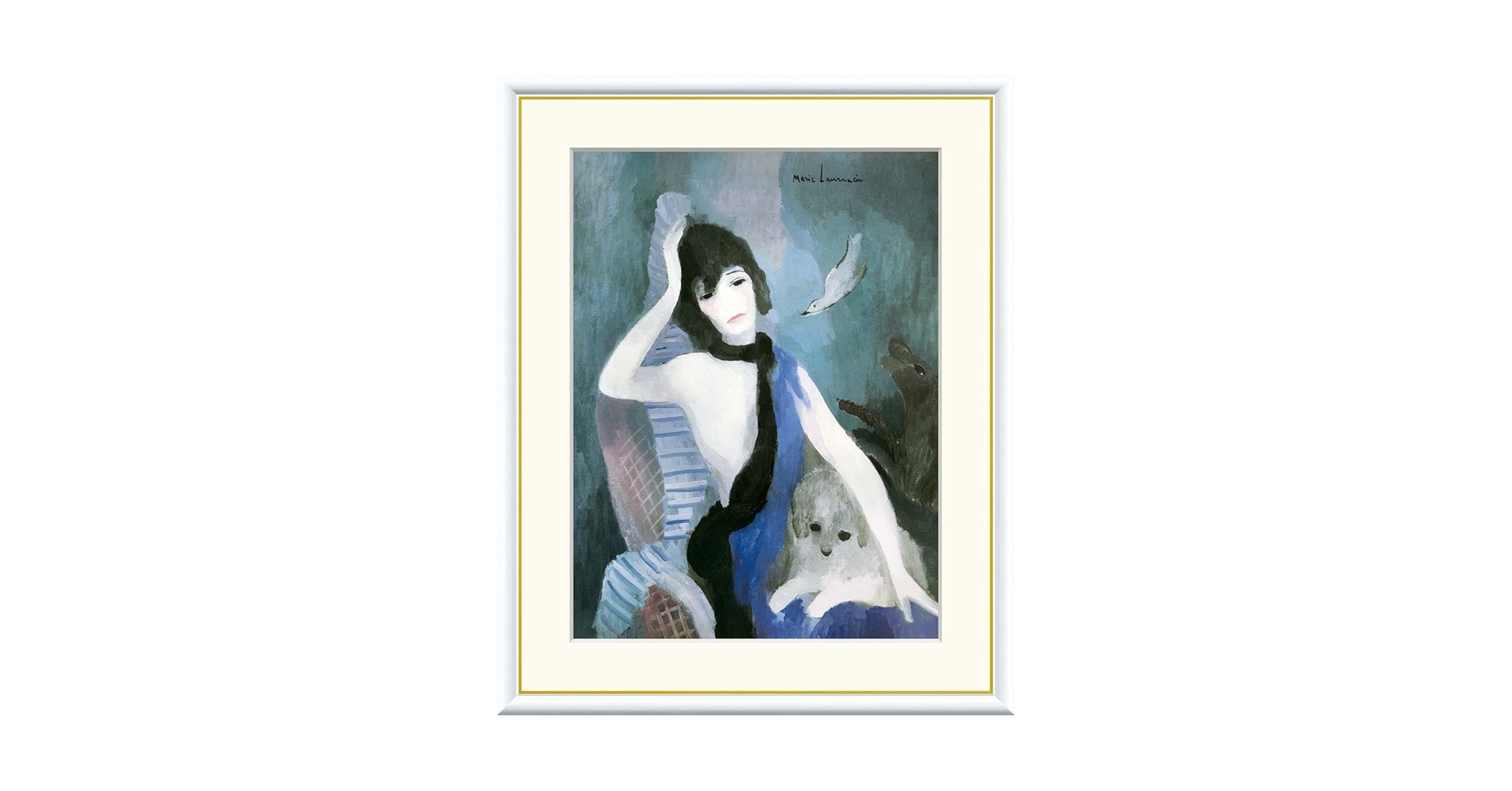 ローランサン、シャネルの肖像、希少な画集画、新品額装付 ローランサン、シャネルの肖像、希少な画集画、新品額装付
