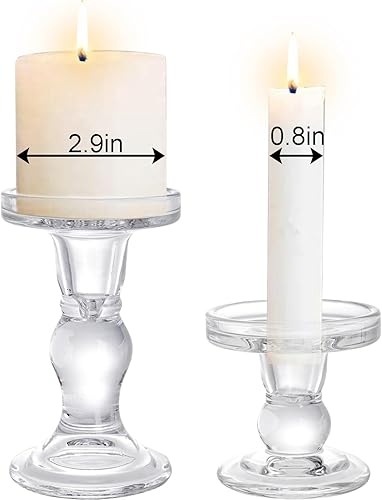 Vista 3 de Okllen Juego de 6 portavelas de cristal, candelabros de cristal transparente para mesa de comedor, centros de mesa de boda, sala de estar