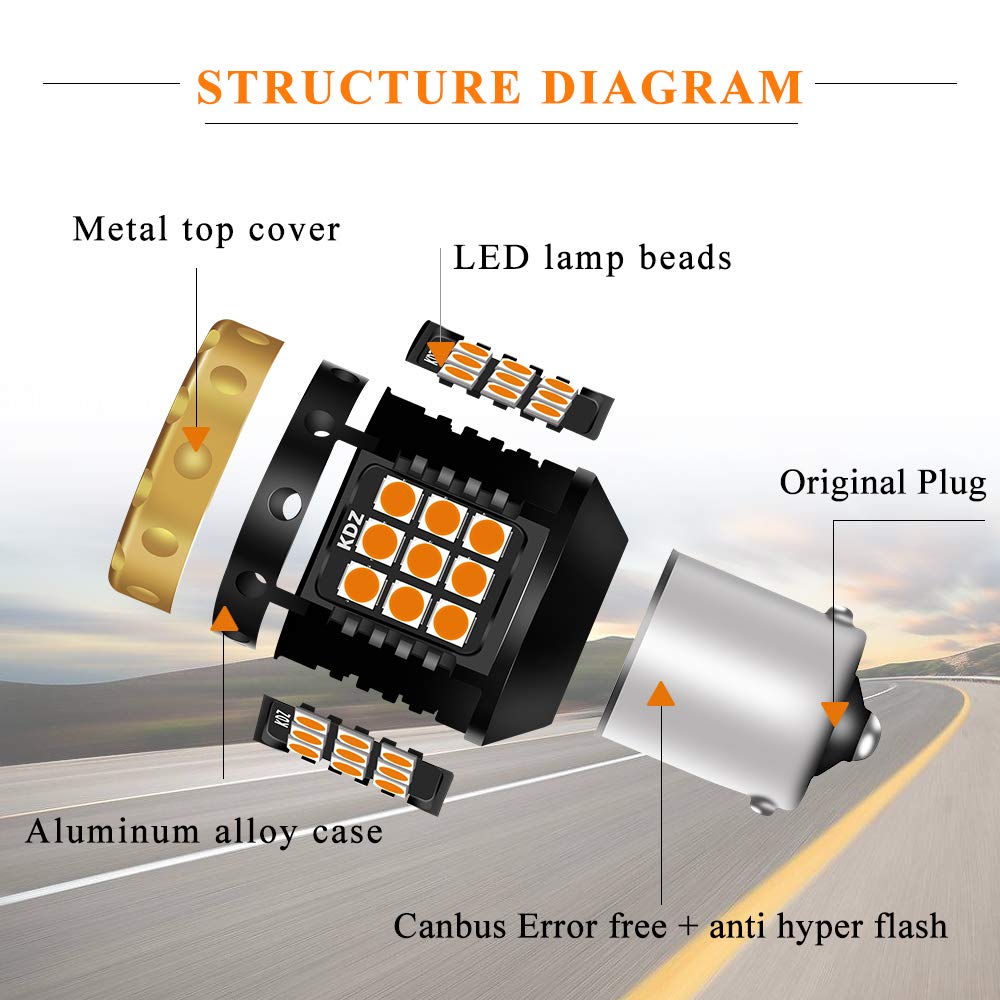 2 PZ 1156 BAU15S PY21W LED Bianco/Ambra Switchback LED Indicatore di Direzione DRL Canbus Senza Errori 2835 42 SMD 12V LED con 50W 6ohm Resistori di Carico Luce di Arresto Luce Freno