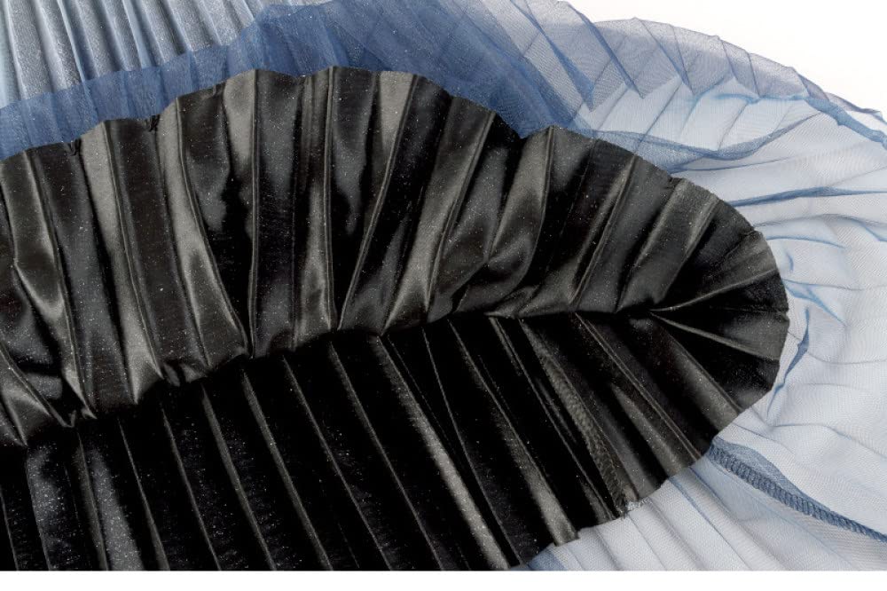 Faldas De Invierno para Mujer, Faldas Plisadas De Malla Degradada Azul Elegante para Mujer Cintura Elástica Falda Midi De Talle Alto De Una Línea Falda Fruncida