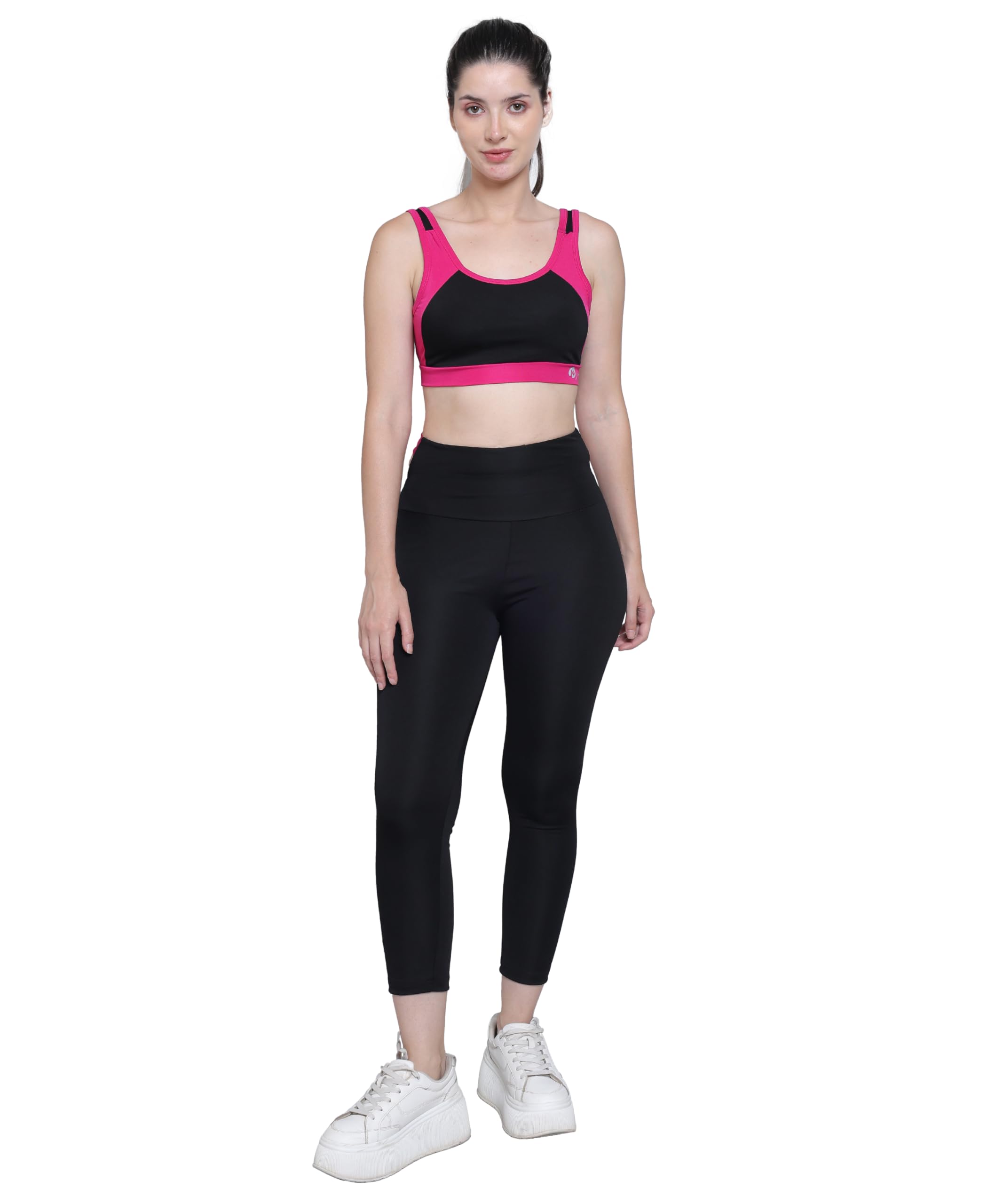 Athleisure Workout Yoga Gym Tights & Crop Top Sports Bra Set/Fitness Yoga Exercise Color Blocked Tracksuit Co-ords Sets for Women-image-17