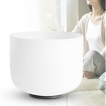 Crystal Singing Bowl 8 Inch F Note Heart Chakra Matte Quartz Singing Bowls for Sound Healing Yoga Meditation