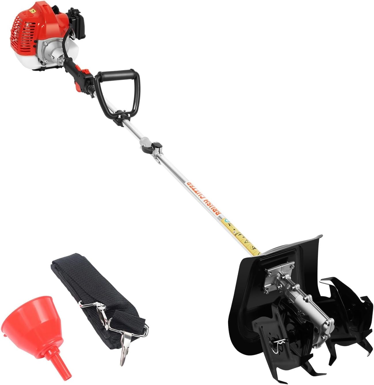 51.7CC Gas-Powered Tiller Cultivator, 2HP 2-Stroke Single Cylinder Rototiller with Air-Cooled System,Handheld Micro Tillage Ripper for Garden Lawn Digging