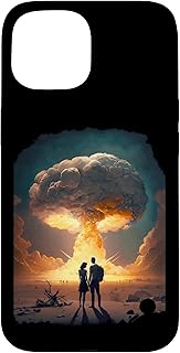 Love Couple in Front of Atomic Bomb Explosion Mushroom Cloud Case for iPhone 15