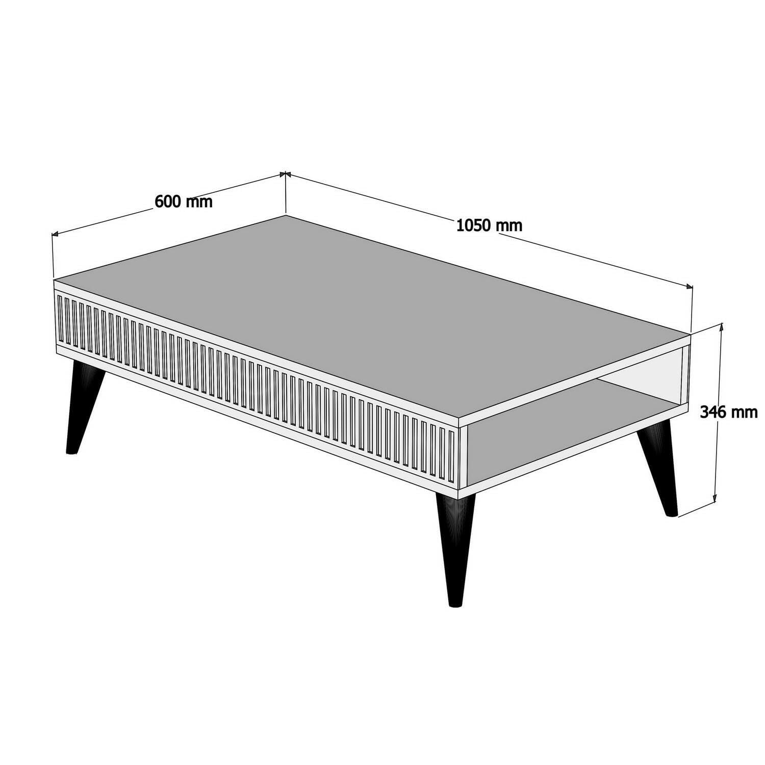 Dmora - Tavolino da Salotto Capricorn, Tavolo Basso da caffè, Portariviste per Divano, Ripiano da Soggiorno, 105x60h35 cm, Noce e Bianco