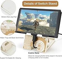 Vista 5 de Zelda Tears of The Kingdom - Soporte de interruptor compacto, portátil, plegable, de repuesto, multiángulo, para Nintendo SwitchSwitch LiteSwitch