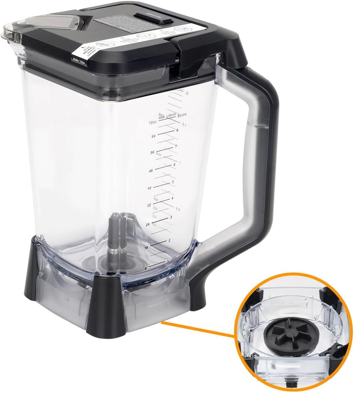 Replacement 72oz XL Blending Pitcher with Top Lid Compatible with Ninja BL610, BL710WM, BL710WMC, CO610B, CO650B, CT610
