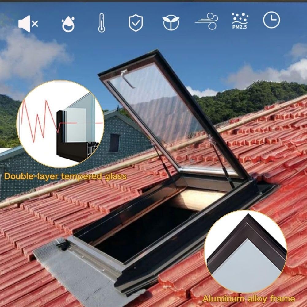Genérico Claraboya Manual para Techo - Trampilla Transparente para áticos, sótanos, cobertizos, solarios, graneros y Casas de Juegos (90°) - Ventana pequeña Ideal para luz Natural