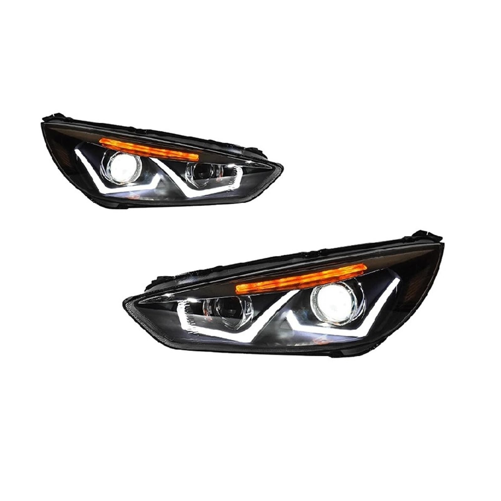 Pasuje do Ford Focus 15-18 w nowym stylu pełna dioda LED DRL reflektor samochodowy montaż sygnału akcesoria samochodowe zmodyfikowana lampa stylizacja reflektory LED(Low and high led)