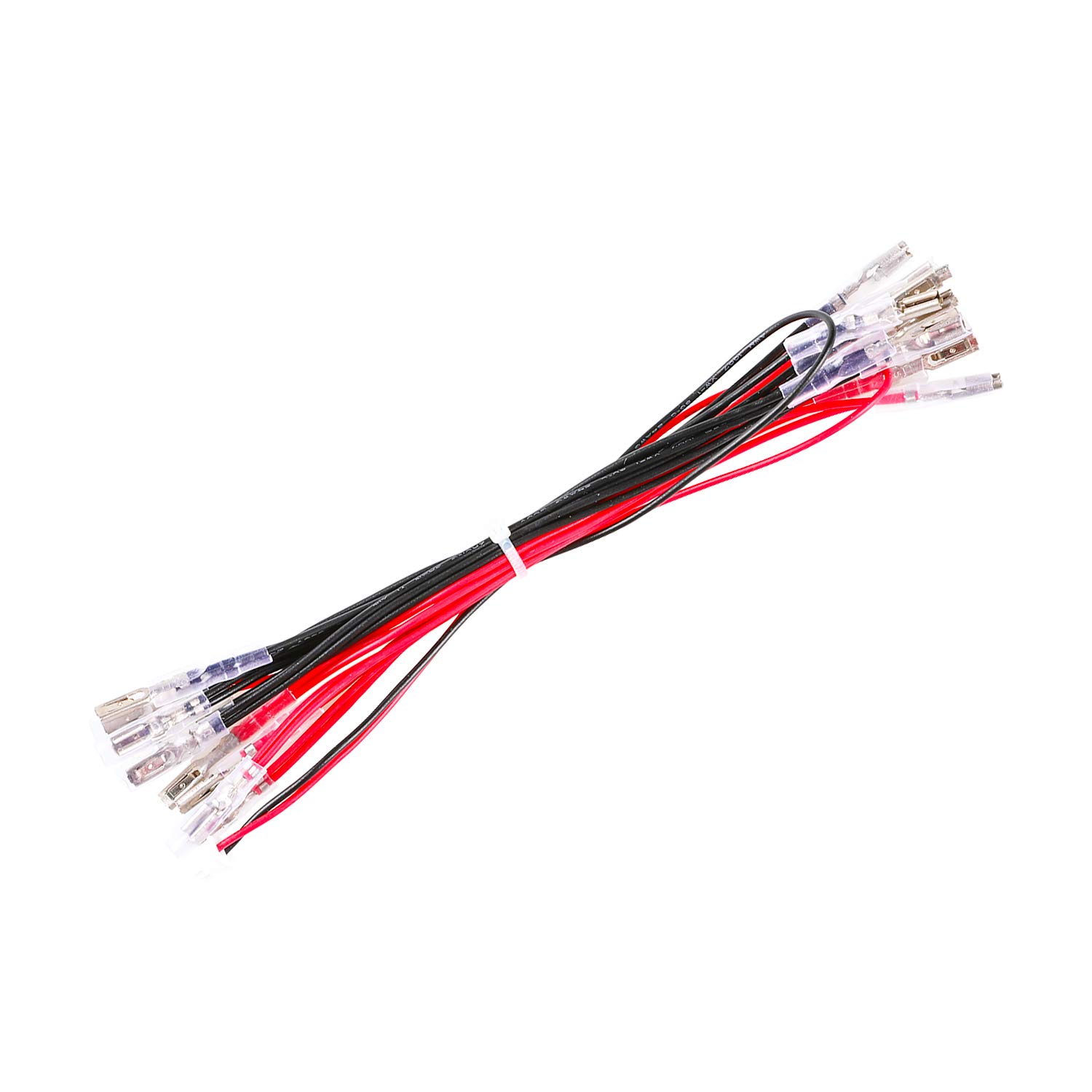 2 cavi di alimentazione LED Daisy Chain JST XH2.54 da spina a 2 pin a terminali da 2,8 mm, cablaggio illuminato con 20 pulsanti arcade LED per encoder USB Arcade, MAME, Arcade1Up, Raspberry Pi
